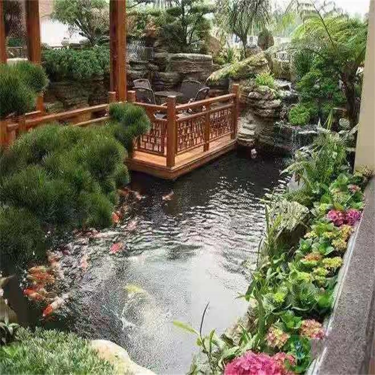 新绛别墅庭院景观设计鱼池
